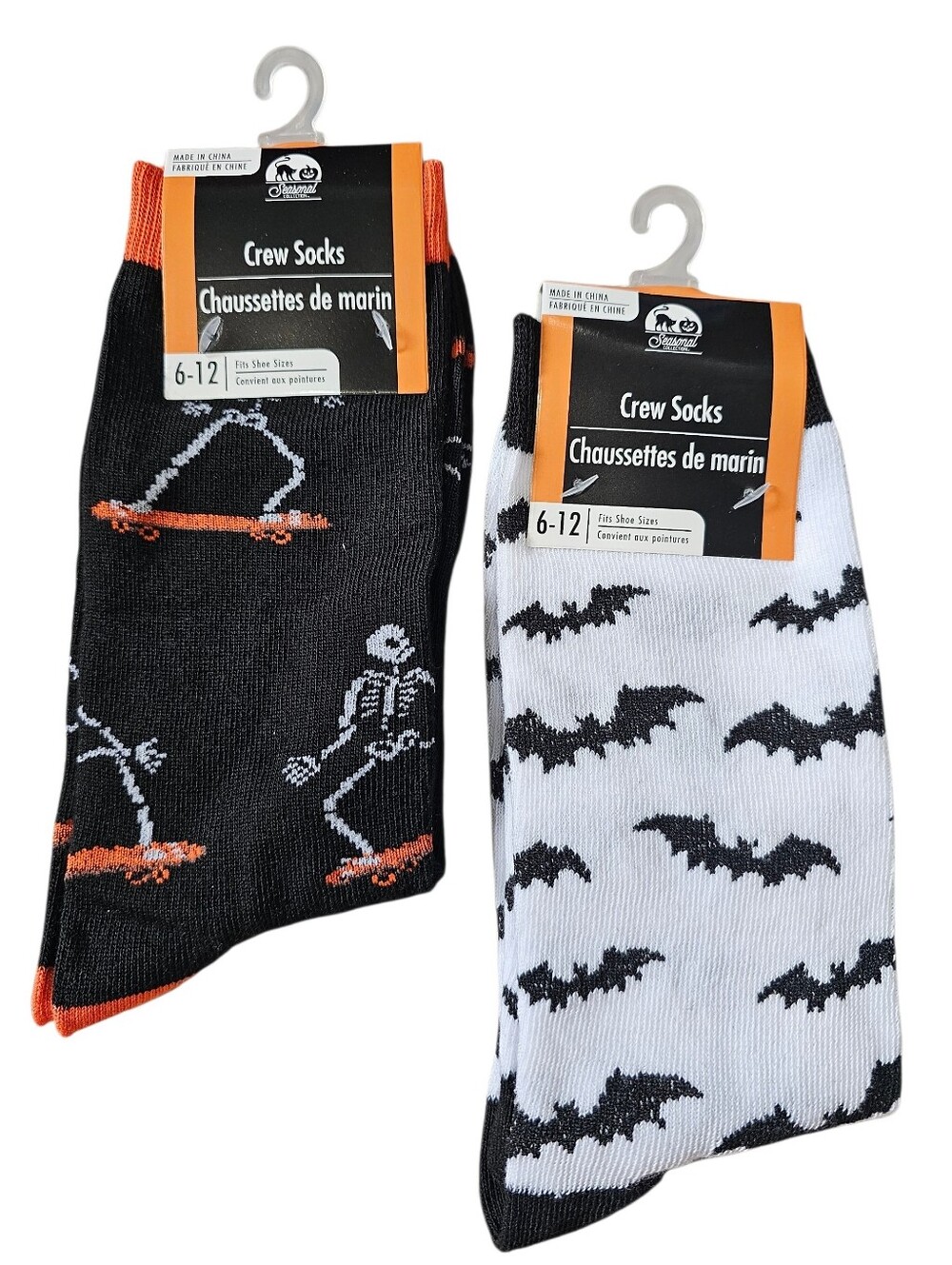 Halloween Adult Crew Socks, (2 Pair), Shoe Size 6-12, New